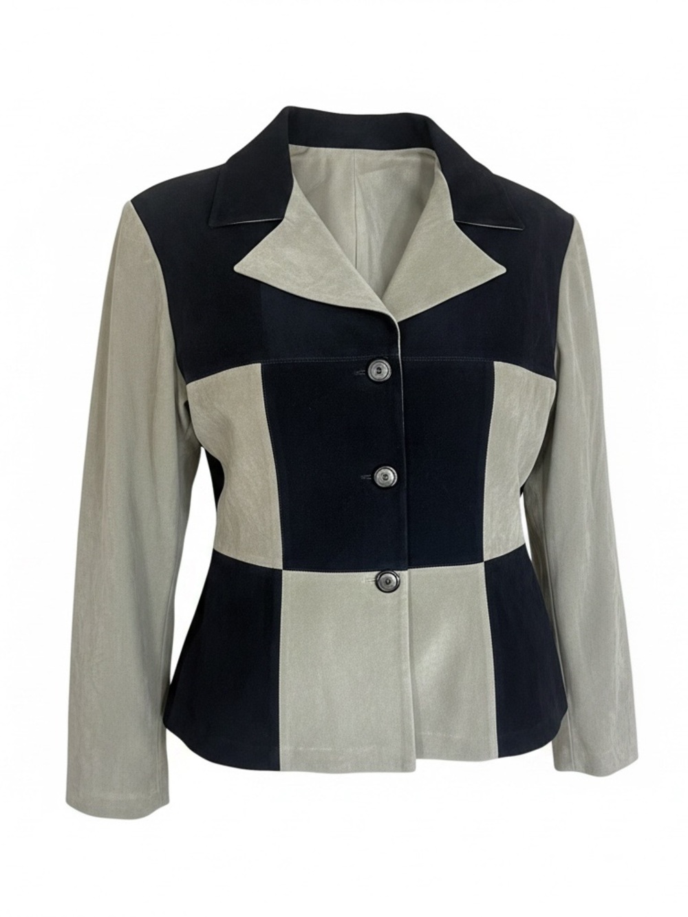 Vintage Scarlett Colorblock Blazer Jacket - Black & Sage green